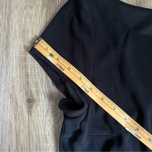 Victoria Women's 14 Black 100% Silk Cap Sleeve Tiered Long Vintage Dress - Picture 12 of 12